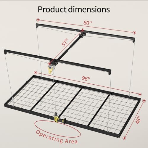 Garage-Ceiling-Storage-Racks--4x8-FT-Overhead-Garage-Storage-Rack-with-Safety-Lock-Heavy-Duty-Ceiling-Mounted-Lift-System-and-Storage-Organizer-Ideal-for-Maximizing-Overhead-Space-325-lbs-Capacity