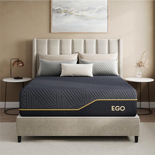 Image of MLILY EGOHOME 14 Inch Queen Size Memory Foam Mattress for Cooling Sleep, Pressure Relief Cooling Copper Gel Bed in a Box, Foam Made in USA, CertiPUR-US Certified, Medium Plush, 60x80x14 Black