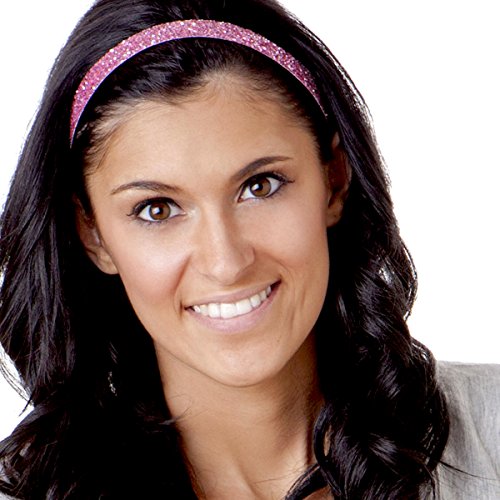 Hipsy 5Pk Women's Adjustable No Slip Skinny Bling Glitter Headband Multi Gift Pack (Silver/Navy/L. Pink/Black/White) #TOP4