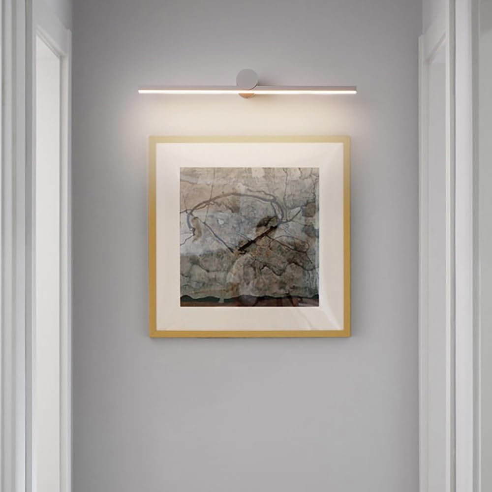 Lampada Specchio Moderna Minimalista, Applique Bagno Lineare LED Luce per Specchio in Alluminio da Parete(White(3000K),60cm/23.62in)