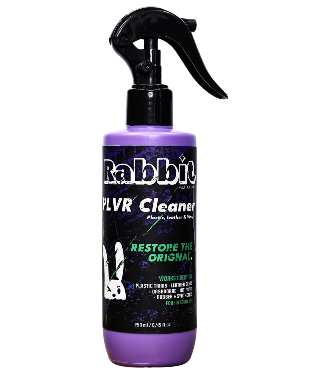 Rabbit PLVR Car Interior Cleaner 250 ml | Dashboard Cleaner & Leather Seat Cleaner | pH-Balanced Plastic, Vinyl, Rubber Cleaner | Upholstery Stain Remover, Non-Greasy, Car & Bike-image-26
