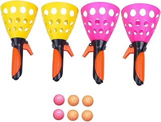 INOOMP 4 Pairs Bouncy Ball Double Child Catch Pong Outdoor Parent-Child Toy Catcher Toss Game Launcher Toy Ball Sports Launch and Catch Balls Bouncing Ball and Catch Launcher