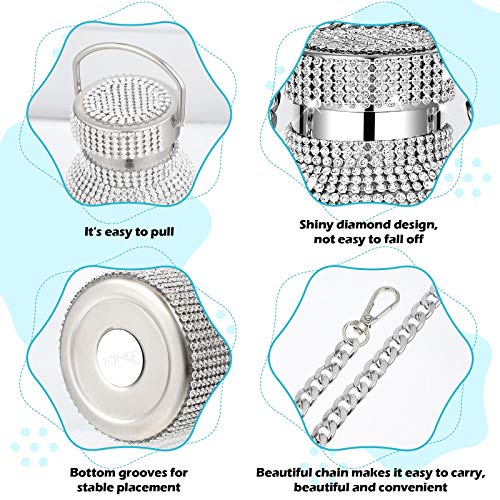 Diamond Water Bottle Bling Rhinestone Stainless Steel Thermal Bottle Refillable Water Bottle Insulated Water Bottle Glitter Water Bottle With Chain For Women Girls Gifts (Silver, 750 Ml) #TOP2