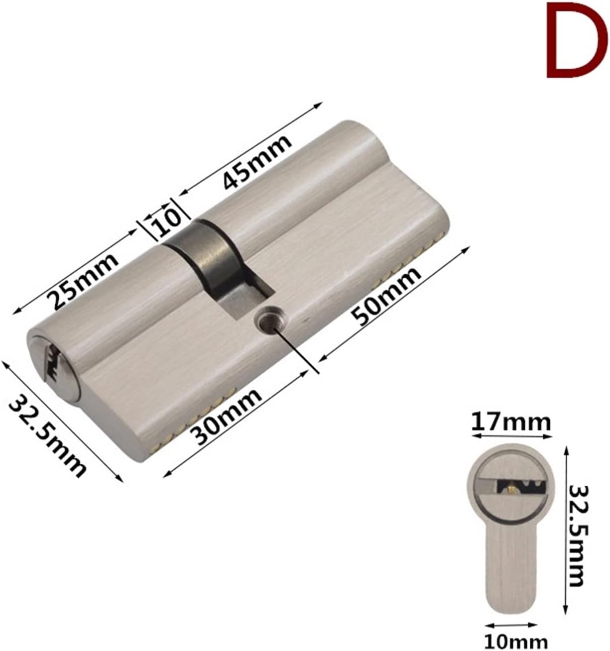 Door Lock Cylinder 90mm Double Opening Euro Profile Mortise Brass Locks with 5 Keys 1Pcs(D)