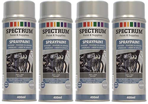 Peinture Pour échappement Argentée - 2 Bombes Aérosol 400ml, Résiste Jusqu'à 800°C, Thermolaque Rapide
