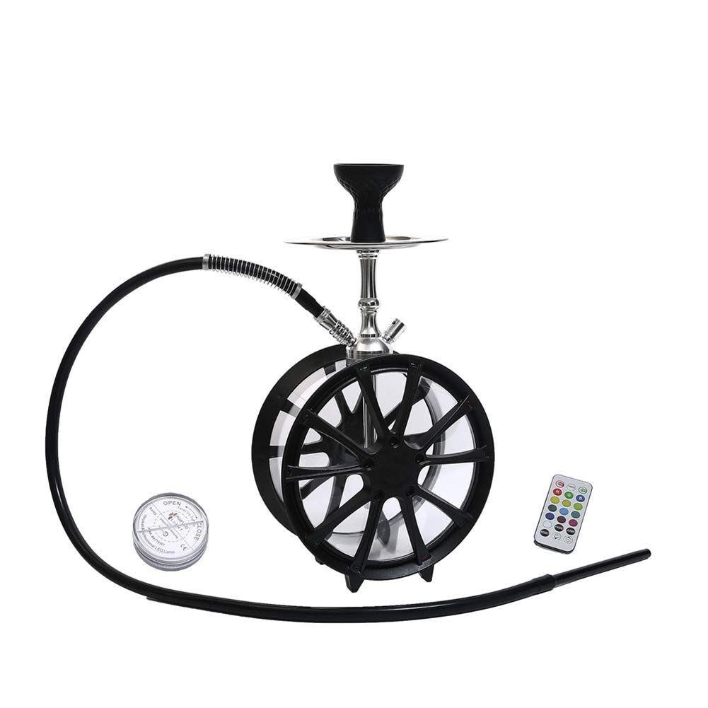 Conjunto de Shisha/Cachimba LED compactado Diseño Moderno Manguera única de cachimba de Burbujas de acrílico Nubes Grandes con Cuenco de Silicona para narguile Manguera Resorte
