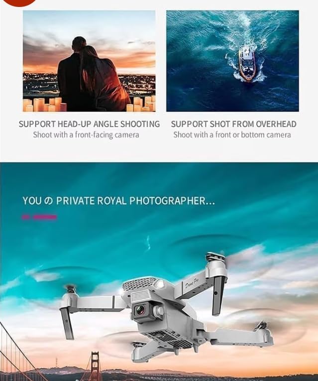 Generic Foldable RC Drone with HD Camera White - Image 2