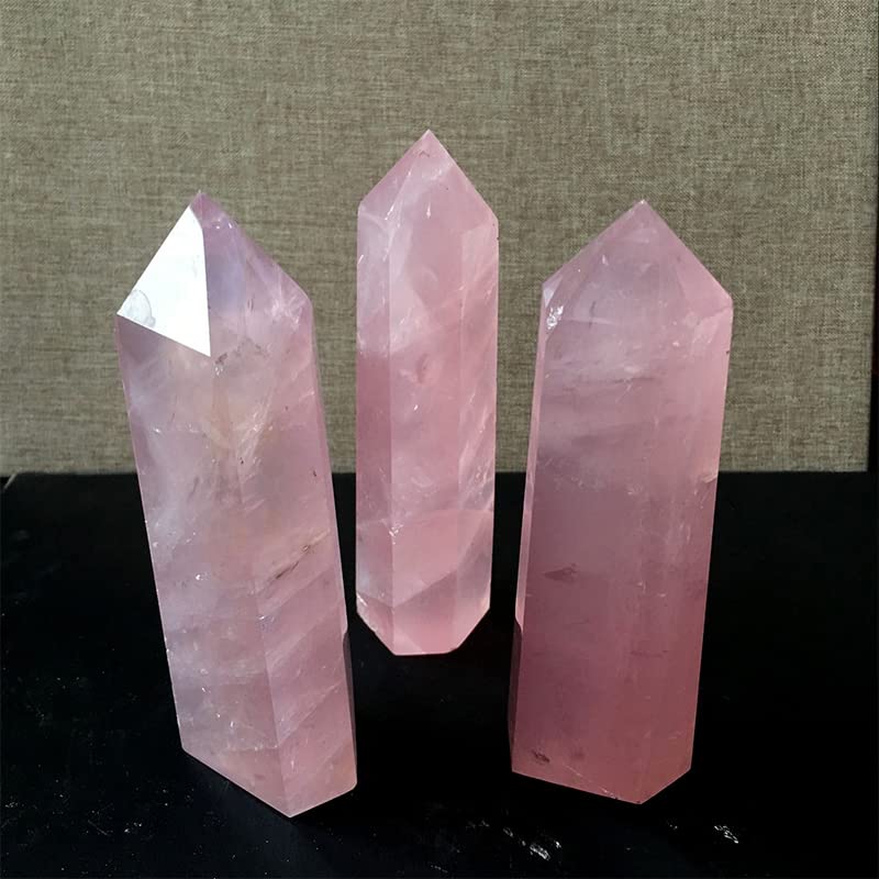 HXSCOO 1 Pc Simple Style Natural Pink Crystal Small Crystal Column Beautiful Crystal Pillar Stone (Color : Pink, Size : 7-10cm)