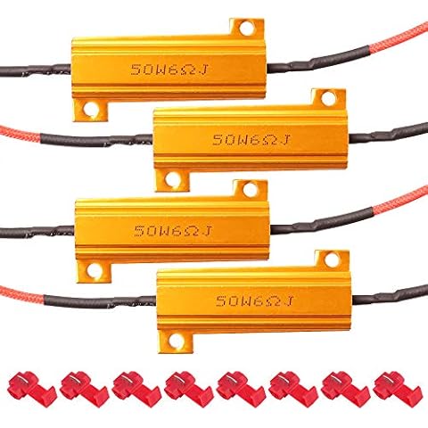 Kinstecks 4PCS 50W 6Ohm LED Load Resistors LED Turn Signal Resistor Flasher Adaptor Flash Fix Error for LED Turn Signal Lights LED License Plate Lights DRL Cover