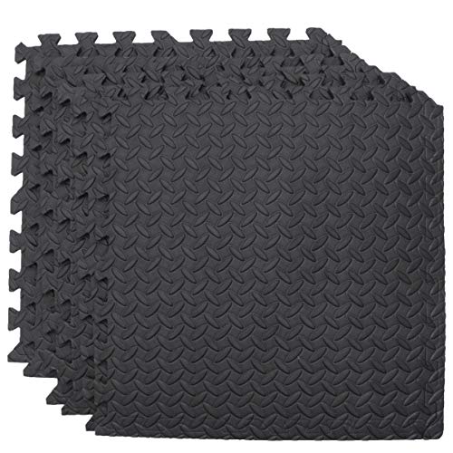 BESPORTBLE 6pcs Foam Floor Mats Interlocking Tiles EVA Foam Padding Thick Puzzle Exercise Mat Workout Flooring for Home Gym Equipment Black