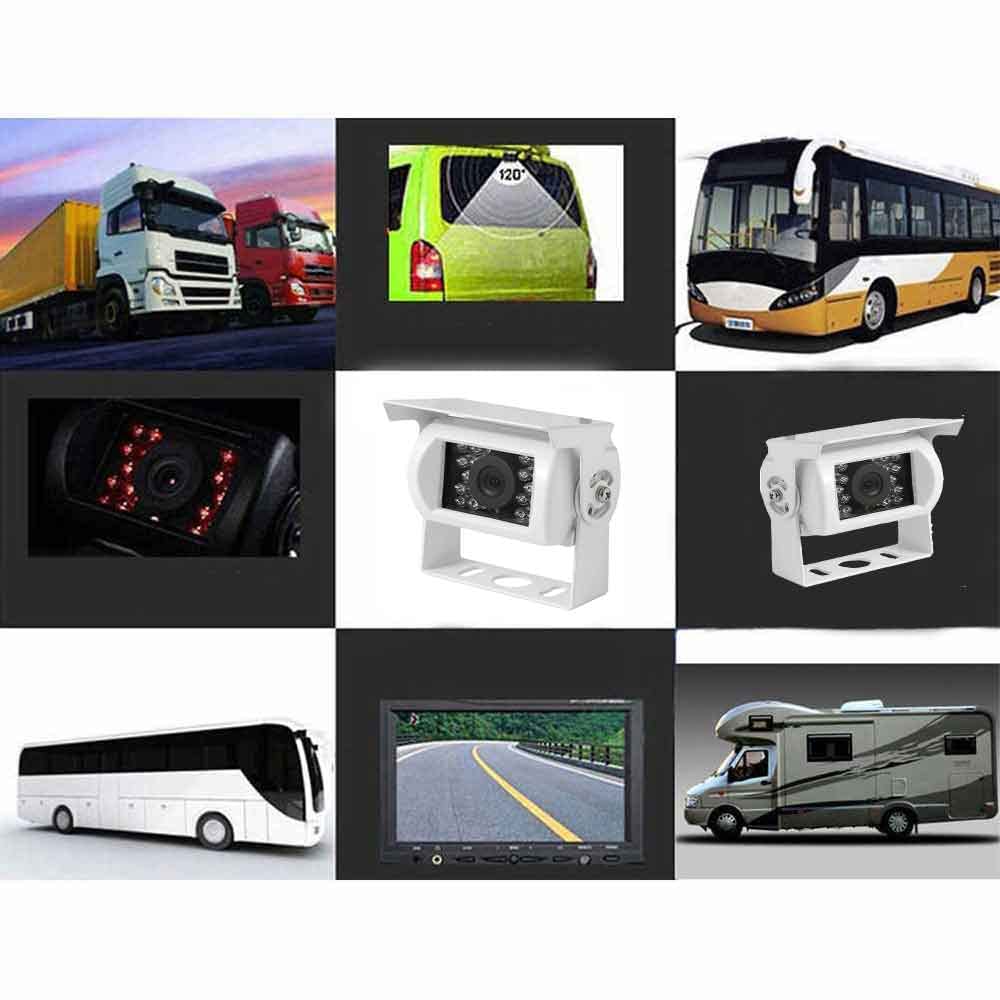 Vetrineinrete® Telecamera retromarcia per auto e camper 18 led infrarossi visione notturna a colori con staffa camera assistenza parcheggio (bianco) C8