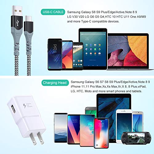 Adaptive Fast Charging Wall Charger Kit Set With Usb Type C Cable Fast Charging 10Ft, Excgood Usb Fast Charger Compatible With Samsung Galaxy S8/9+/10E,Note 8/9,Lg,Moto,Htc (2-Pack White) #TOP6