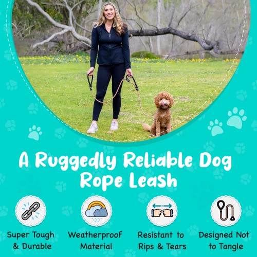 Roam Gear 6Ft Premium Heavy Duty Dog Leash - Extra Padded Double Handles, Advanced Carabiner Clip, Night Reflective Rope & Secure Silicone Clamps I Strong, Durable Dog Leash For Medium & Large Dogs #TOP3