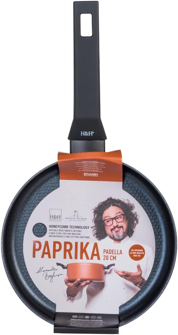 H&H Alessandro Borghese Paprika Non-Stick Aluminium Frying Pan, 20 cm