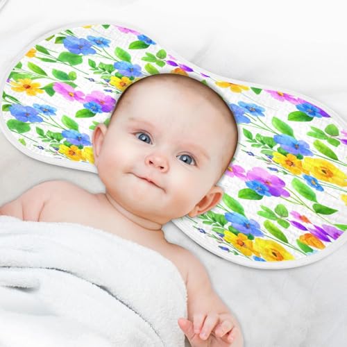 Kigai Colorful Flowers Burp Cloths for Baby 4-Layer Cotton Muslin Burping Cloths 22x11 inch Super Soft & Absorbent Spit Up Burp Rags for Newborn Boys Girls 2 Pack4