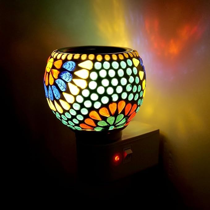 GARBIK (104) Ceramic Aroma Diffuser | Kapoor Dani Night Lamp Multi Functional Essential Oil Camphor Burner for Fragrance with Switch On/Off Button for Heating