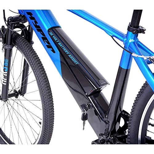 HYPER 26 MTB Electric Bike with 36V 7.8Ah Integrated Battery, Aluminium Frame, Front Suspension, Black/Blue - Image 6