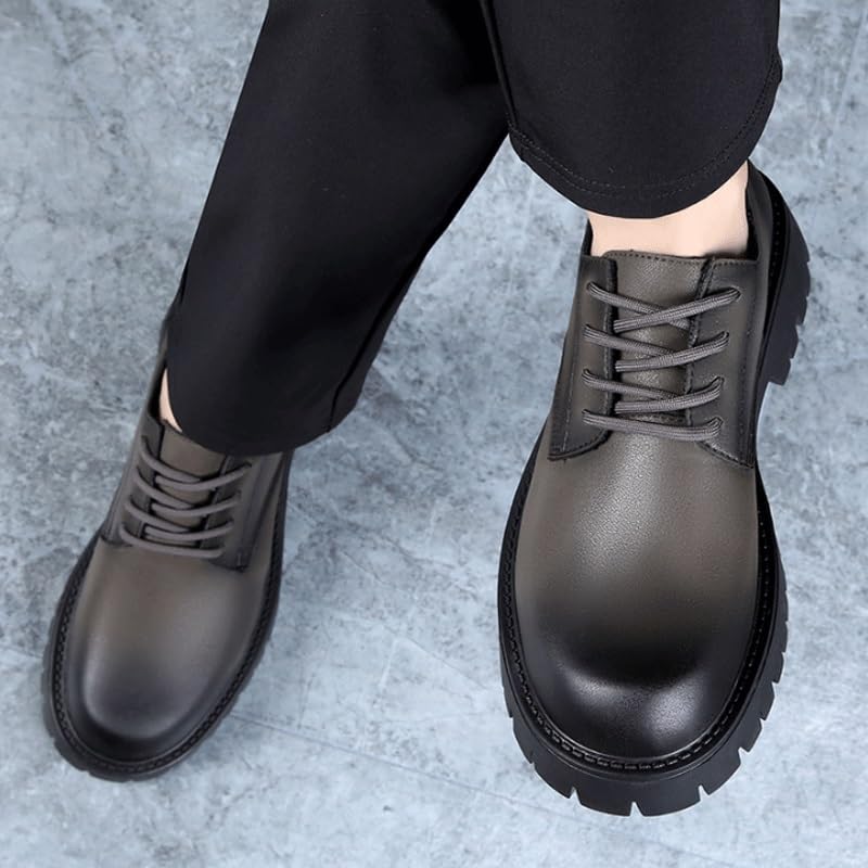 Men's Oxford Shoes Business Casual Shoes Leather Loafers Classic Round Toe Lace Up Lug Sole Soft Bottom Business Work Dress Shoes4