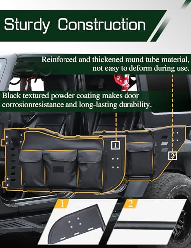 Image of Wrangler JK Tube Half Doors Off Road Tubular Summer Doors Fit for 2007-2018 Jeep Wrangler JK Unlimited 4-Door (exclude JL & JT&2Door Models)| Front & Rear Doors 4PCS |Door storage bag