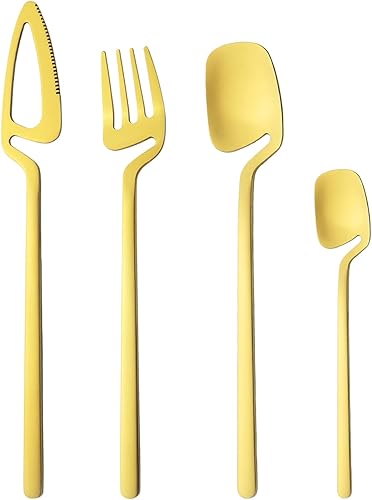 Snplowum Juego de cubiertos de acero inoxidable 1810 de 24 piezas para colgar y único juego de cubiertos mate para cocina vajilla incluye