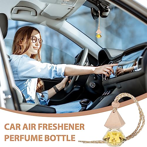 Image of Demissle 50 Pcs Hanging Car Air Freshener Car Diffuser Bottles Empty Glass Perfume Diffuser Bottles Pendant Bulk for Essential Oils Fragrance Aromatherapy Bottle Ornament(Diamond and Triangle)