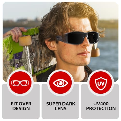 Myiaur Cat.4 Super Dark Sunglasses Over Glasses for Women Men, Polarized UV400 Sun Glasses Anti Glare for Light Sensitive2