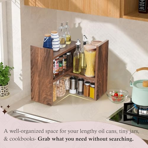 Image of ABOUT SPACE DIY Kitchen Cabinet Organizer - Countertop Storage Shelf | Storage Organizer - Engineered Wood Shelf for Home Storage (L 75.5 x B 17 x H 40 cm)