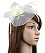 Urban CoCo Women's Vintage Flower Feather Mesh Net Fascinator Hair Clip Hat Party Wedding (Beige)