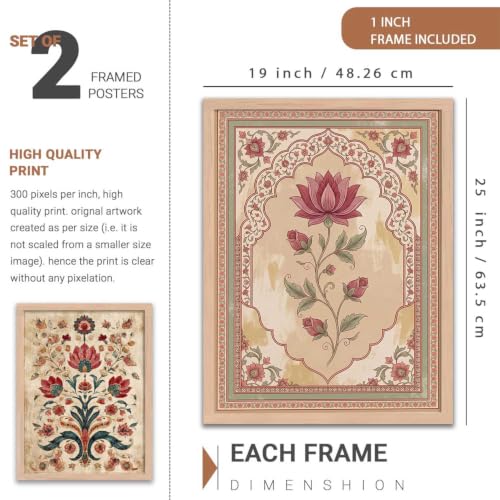 Image of HOTHOUSE Madhubani Art Wall Painting Traditional Home Decoration With Frame For Living Room Bed Room Hotel Wall Decor Digital Reprint Set of 2 (19X25 inch)
