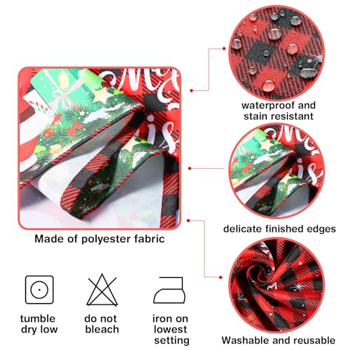 Tiamon Christmas Tablecloth Table Cover 60 x 84 Inch for Rectangle Table, Washable Red Buffalo Plaid Snowman Santa Claus Cover Decorations for Xmas Winter Holiday Party Supplies – Image 3