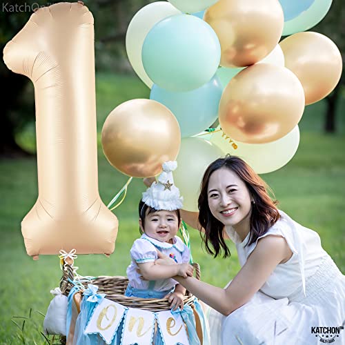 Image of KatchOn Beige Number 1 Balloon 40 Inch