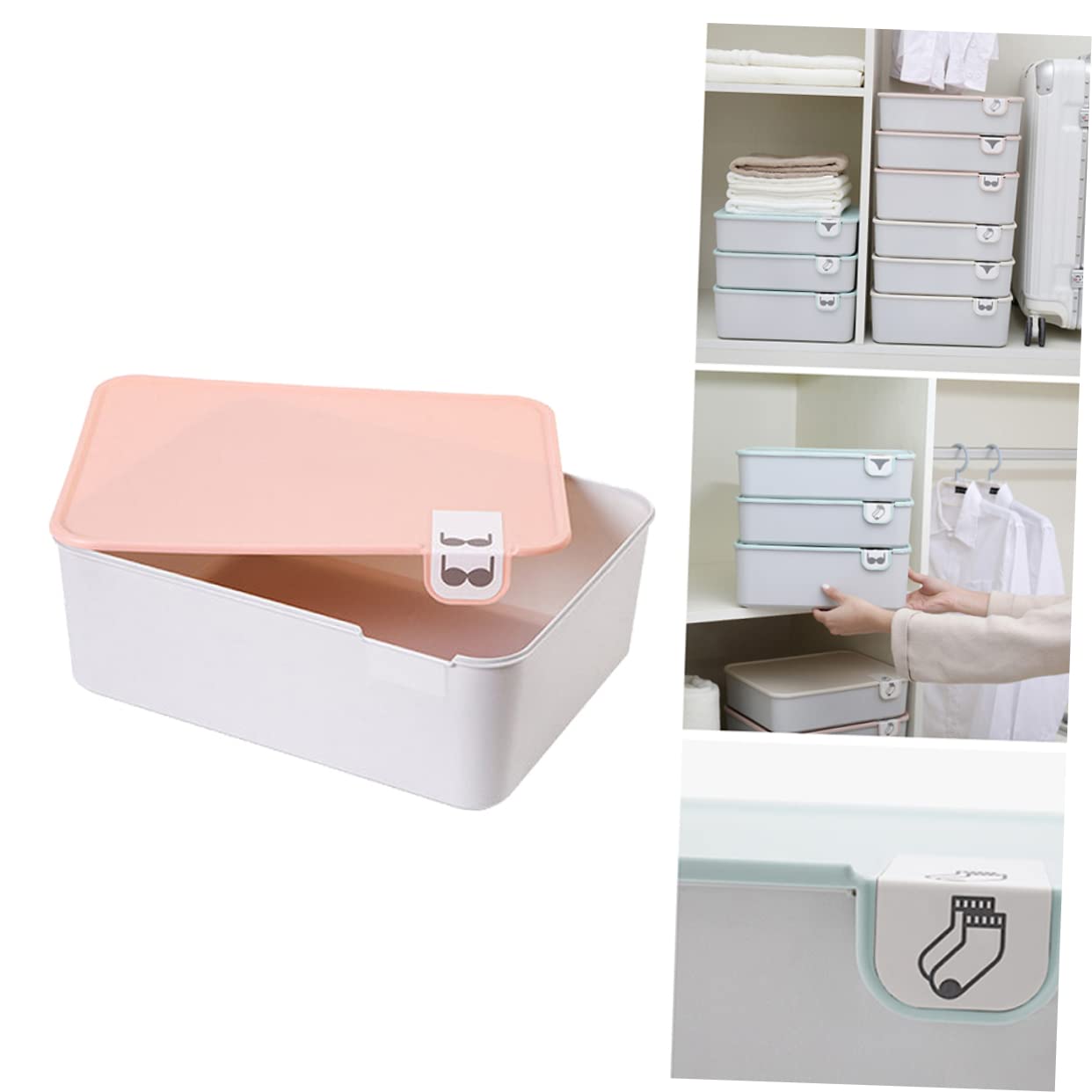 Scatola Porta Intimo con Coperchio Segnalato in Pp Rosa per Cassetto