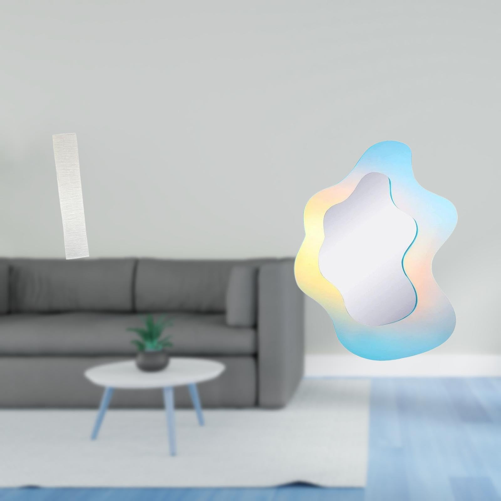 Enakshi® Living Room Paper Floor Lamp Shade with Wavy Acrylic Mirror Modern Decorative Makeup Mirror for Bathroom Wall Decor Standing Lamp Light Cover Lampshade-image-23
