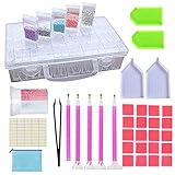 CAJA DE ALMACENAMIENTO DE BORDADOS DE GRAN CAPACIDAD:64 cajas separadas con tapas,ya no tendrá que preocuparse de que los diamantes se estropeen o pierdan.No solo se usan para herramientas de diamantes, sino que también se pueden usar para almacenar collar,aretes,collar,cuentas,anillo de dedo u otras joyas pequeñas,incluso tienda de gancho de pesca,etc.