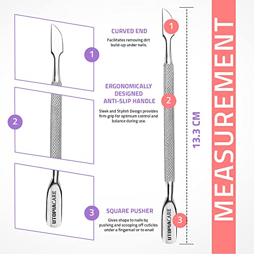 Utopia Care - Cuticle Pusher And Cutter - Professional Grade Stainless Steel Cuticle Remover And Cutter - Durable Manicure And Pedicure Tool - For Fingernails And Toenails - Gold (Silver) #TOP2