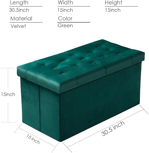 Miniatura 10 de PRANDOM Otomana con almacenamiento 1 unidad Taburete cuadrado pequeño de terciopelo plegable con tapa para sala de estar, dormitorio, mesa de café,