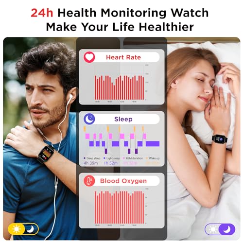 Image of BENIO Smart Watch for Men and Women, 1.69 inch Fitness Tracker, 24 /7Heart Rate /SpO2 /Sleep Tracker, Multiple Dials & 23 Sports Modes Fitness Watch, IP67 Waterproof, Compatible with Android iOS