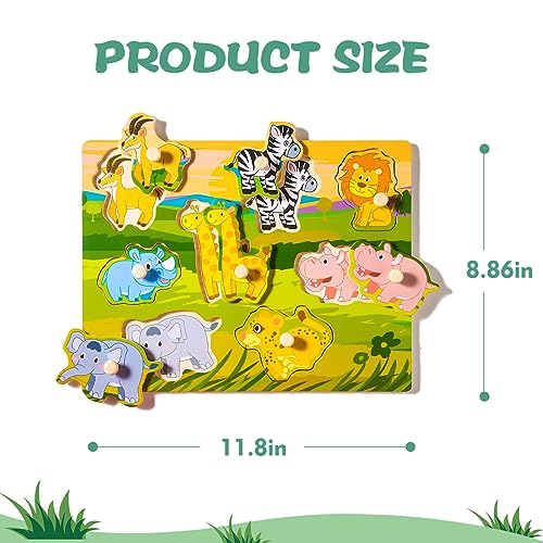 Snapklik.com : Wooden Puzzles For Toddlers 1-3, 6 Pack Peg Puzzles