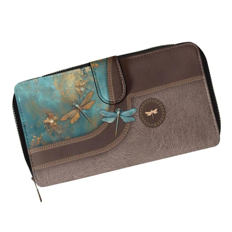 Image of COEQINE Ladies Wallets Pink Leopard Heart Black Printed Leather Phone Long Clutch Purses Check Coin Change Holder
