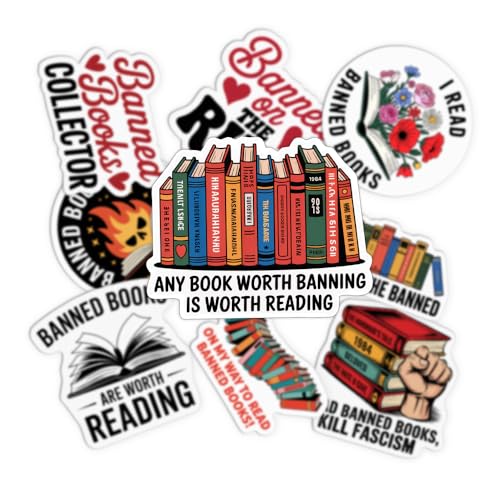 BKDKBD Banned Books Reading Stickers, 9 Piece Set, 3 Inch Vinyl Die Cut Decals for Laptop, Water Bottle, Hard Hat, Phone Case