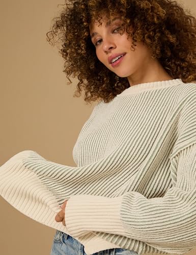 Image of Faleave Women's Fashion Sweater Fall Casual Long Sleeve Ribbed Knit Crew Neck Pullover Sweaters Blouse Tops