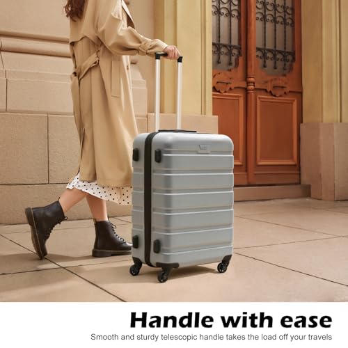 Image of Coolife Luggage 3 Piece Set, Lightweight Durable Hardshell Suitcase set with 360 Spinner Wheels, TSA-approved Lock, Checked Family Travel Luggage sets, 20 /24 /28 Inch, Silver