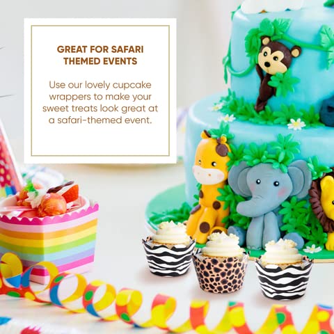 Wild One Birthday Decorations, Safari Animal Print Cupcake Wrappers, 36 Holders, Jungle Theme Birthday, Zoo Themed Baby Shower, Cup Cake Wrap Decoration, Zebra Stripe Liners, Cheetah Bachelorette #TOP6