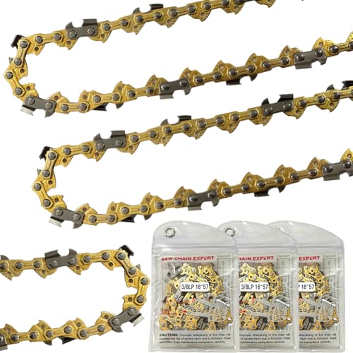3 Pack Chainsaw Chain for 16 Inch (40cm) Bar 57 Drive Links 3/8 LP 0.050 Gauge Replacement Chain