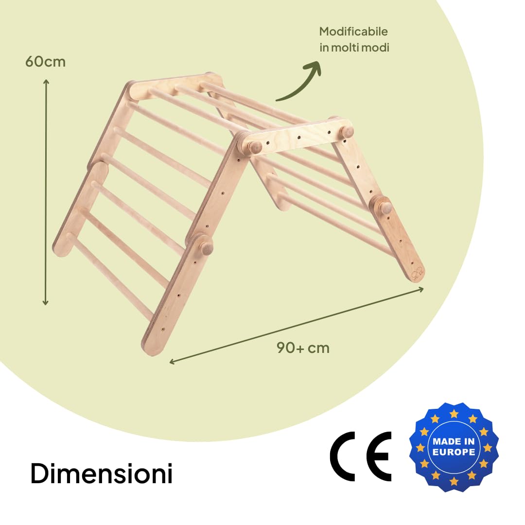 Ette Tete FIPITRI • 5 segmenti modificabile Triangolo di Arrampicata, Ispirato a Emmi Pikler (con rampa)