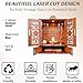 Rousrie Wooden Temple Mandir for Home with Door Cabinets | Beautiful Pooja Unit with Storage Space | with LED Light and Wall Mounts | Elegant Pooja Mandir for Home Big Size(H-17.3, L-11, B-10.6 inch)