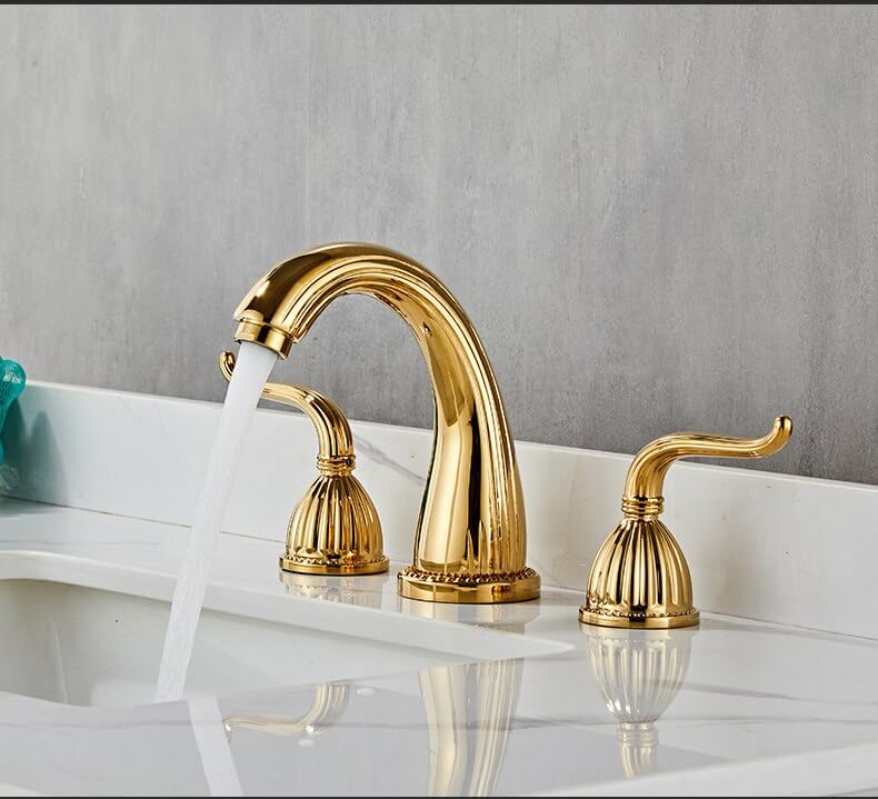Grifos de agua for baño retro en latón de tres piezas para tocadores modernos