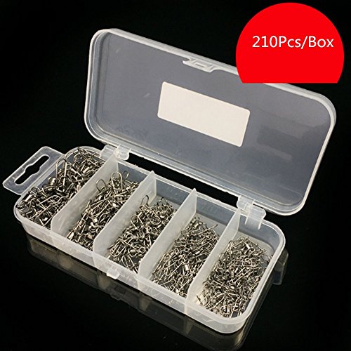 Milepetus 250pcs Pivotant de pêche, connecteurs de leurre en Acier Inoxydable, émerillons de pêche avec de Jolis Boutons-Pression, Taille #2#4#6#8#10 Cover