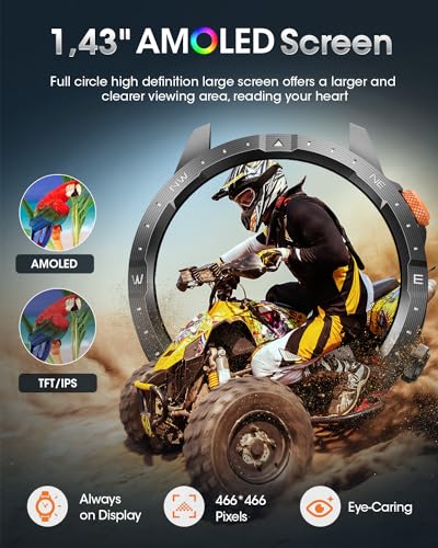 DEKELIFE Smartwatch Herren mit Telefonfunktion, 1,43' AMOLED Always-On Display Armbanduhr...