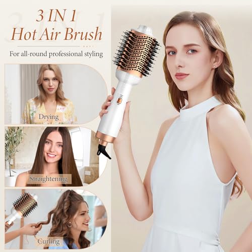Miniatura 2 de Hyadiertech Cepillo De Aire Caliente, Cepillo De Aire Caliente 3 En 1 Multifunción Con 3 Temperaturas Ajustables Y 2 Velociades, Iónico Negativos Cepillo Secador De Pelo Para Secar Alisador Rizador